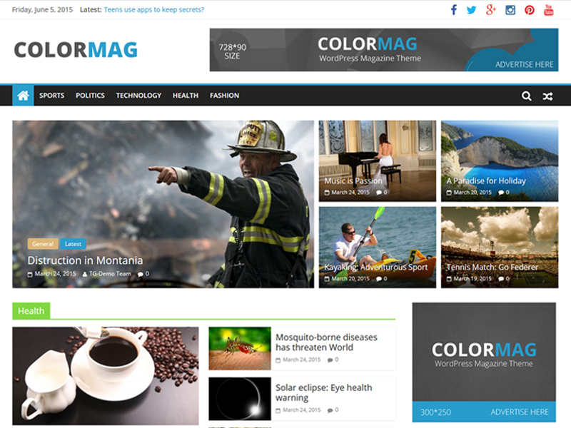ColorMag theme websites examples