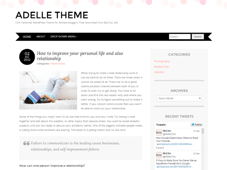 Adelle website example screenshot