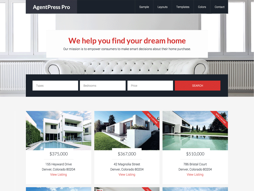 AgentPress Pro website example screenshot