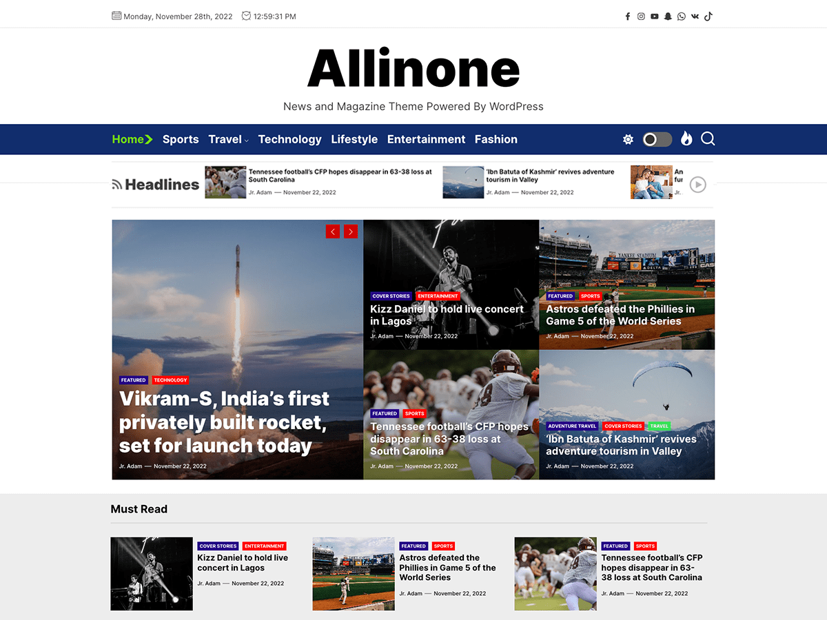 allinone theme websites examples