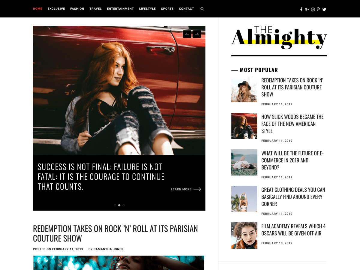 almighty theme websites examples