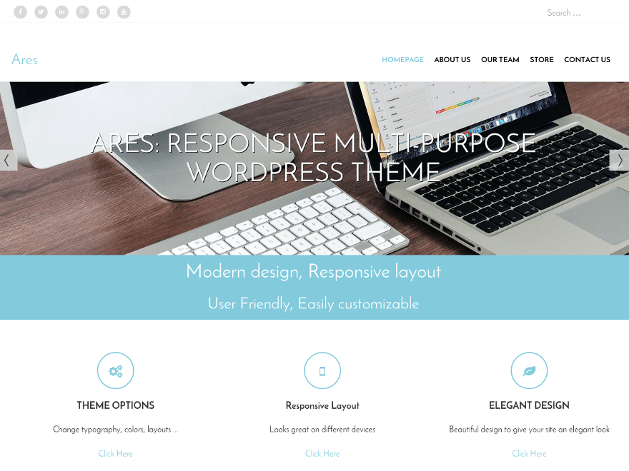 Ares website example screenshot