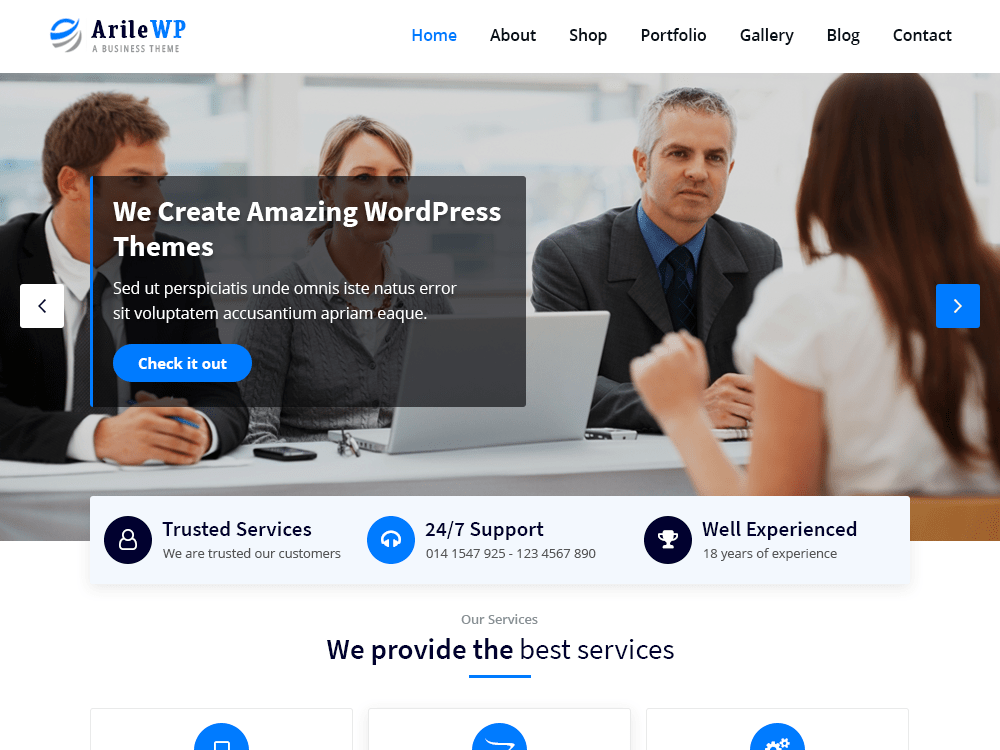 ArileWP website example screenshot