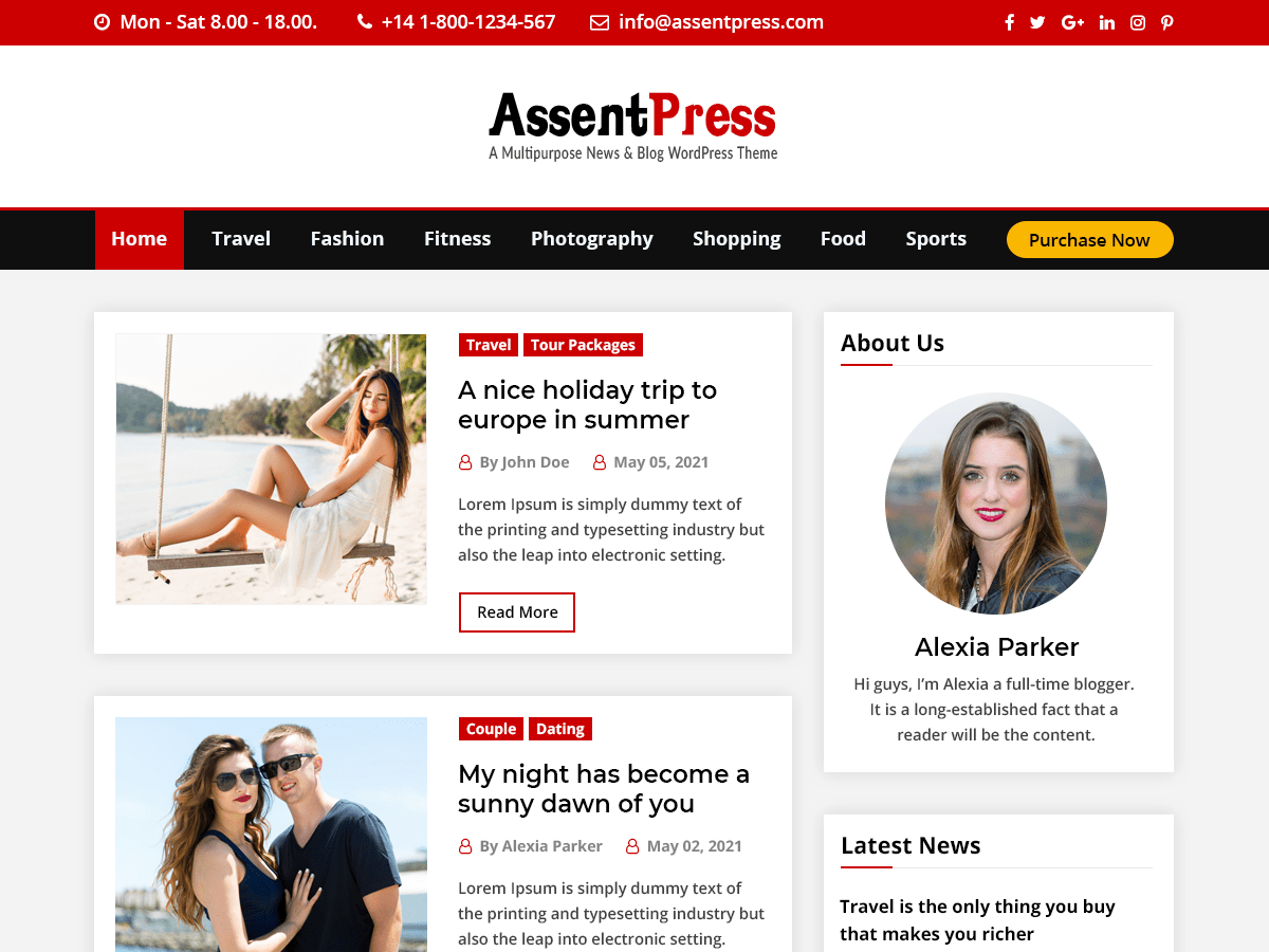 assentpress theme websites examples