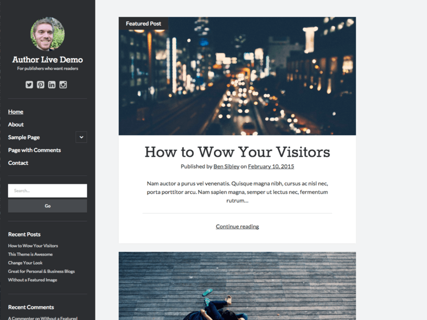 Author website example screenshot