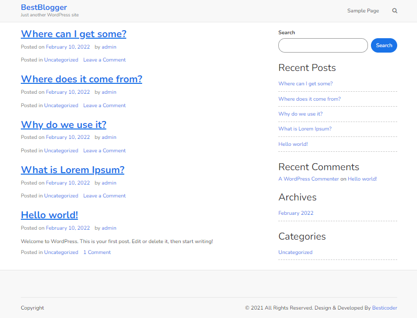bestblogger theme websites examples