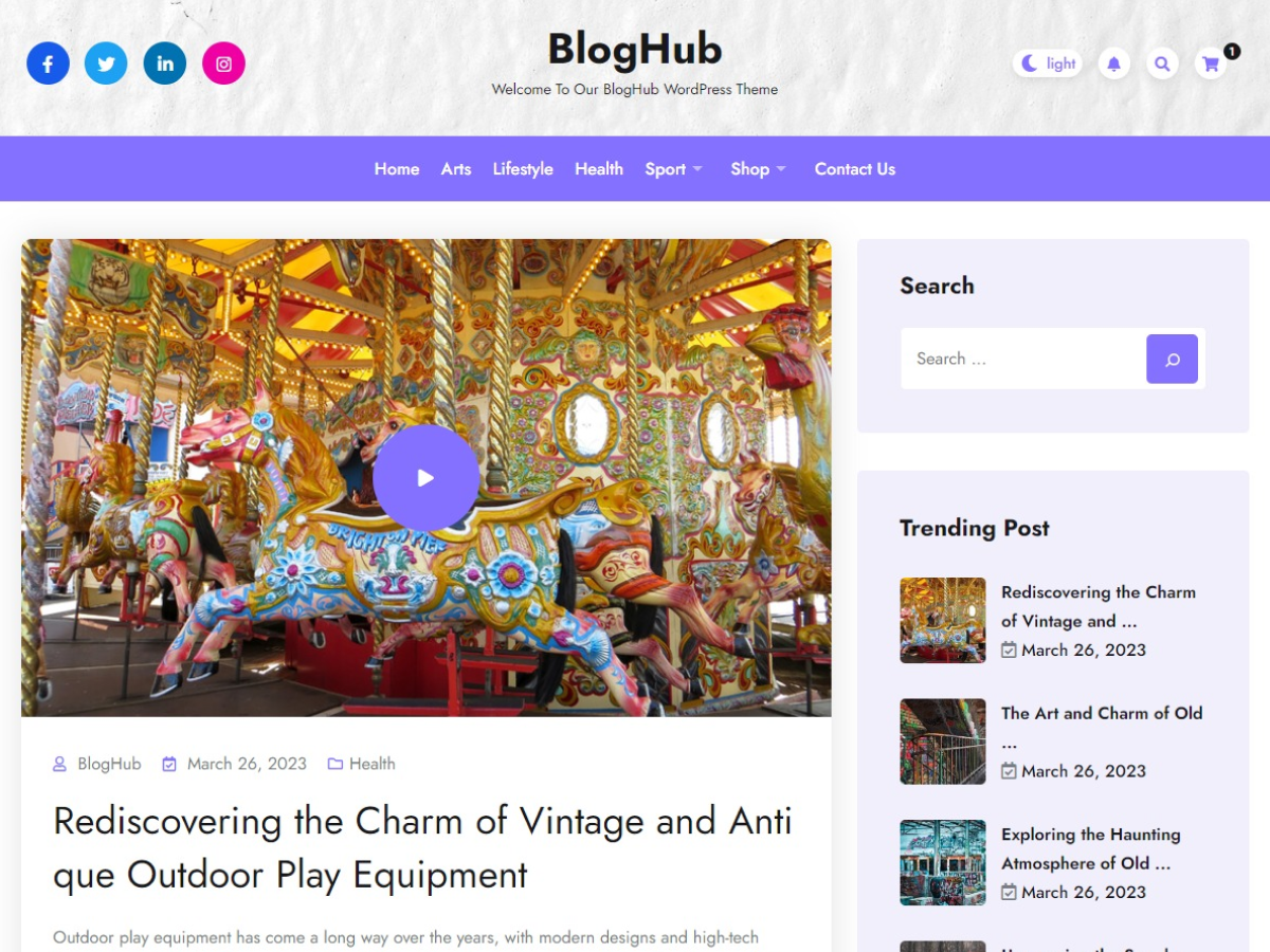bloghub theme websites examples