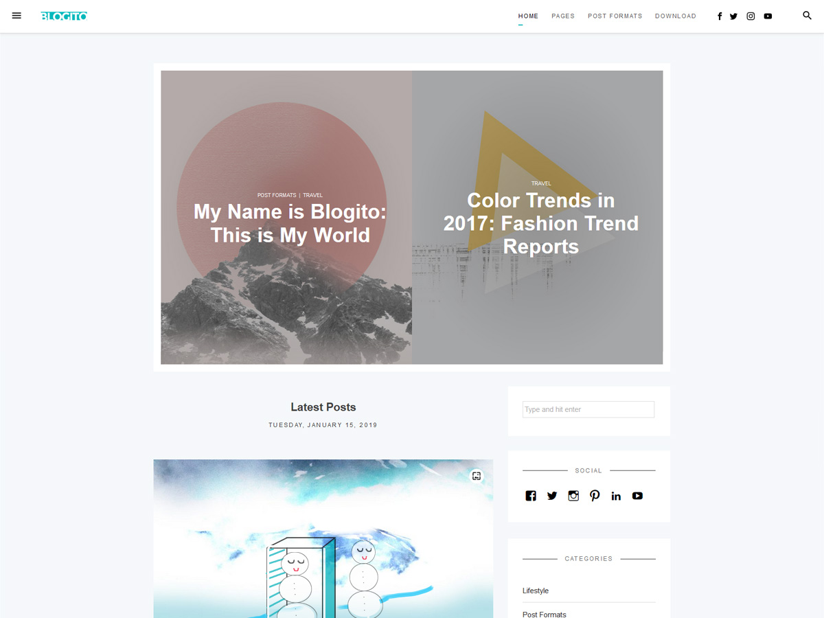 blogito theme websites examples