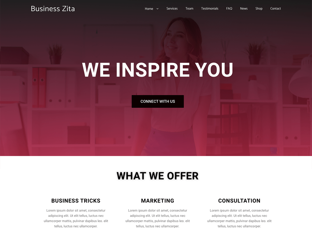 business-zita theme websites examples