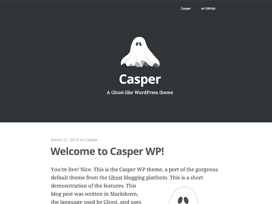 Casper website example screenshot