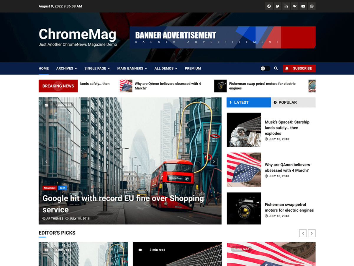 chromemag theme websites examples