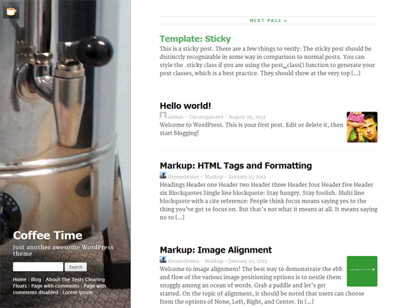 Coffee Time WordPress theme, websites list used Coffee Time theme Coffee Time theme websites examples