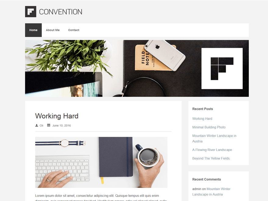 Convention website example screenshot