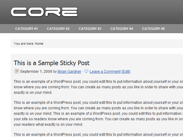 Core website example screenshot