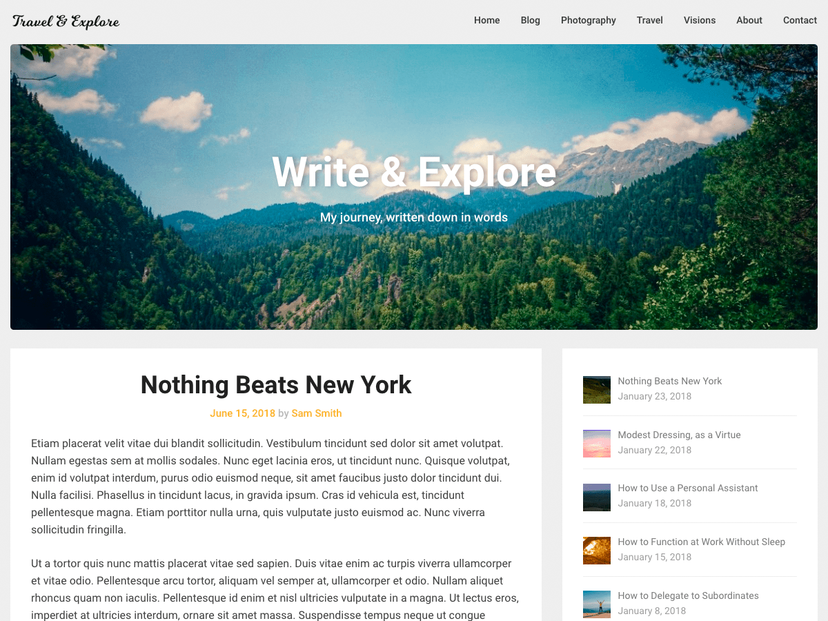 Corporately Blogging theme websites examples
