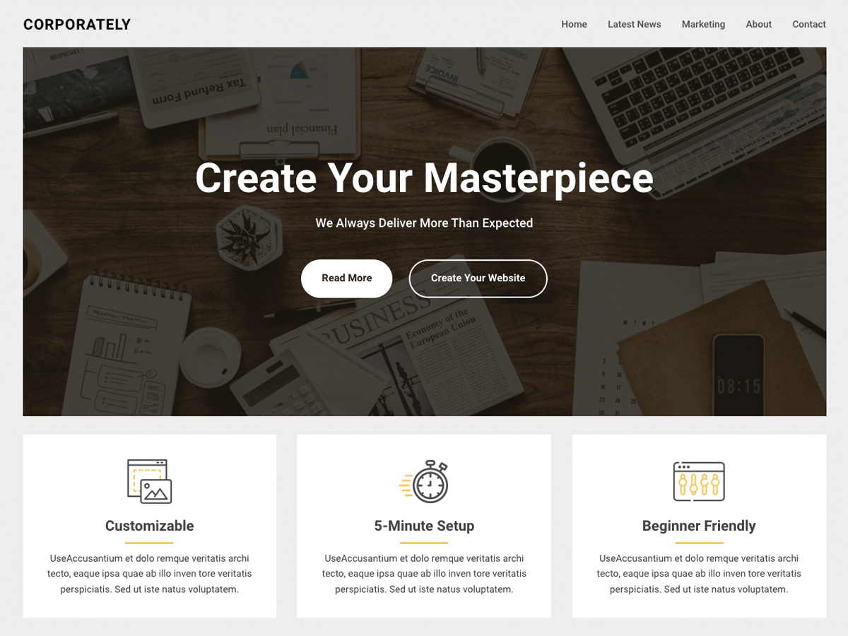 Corporately theme websites examples