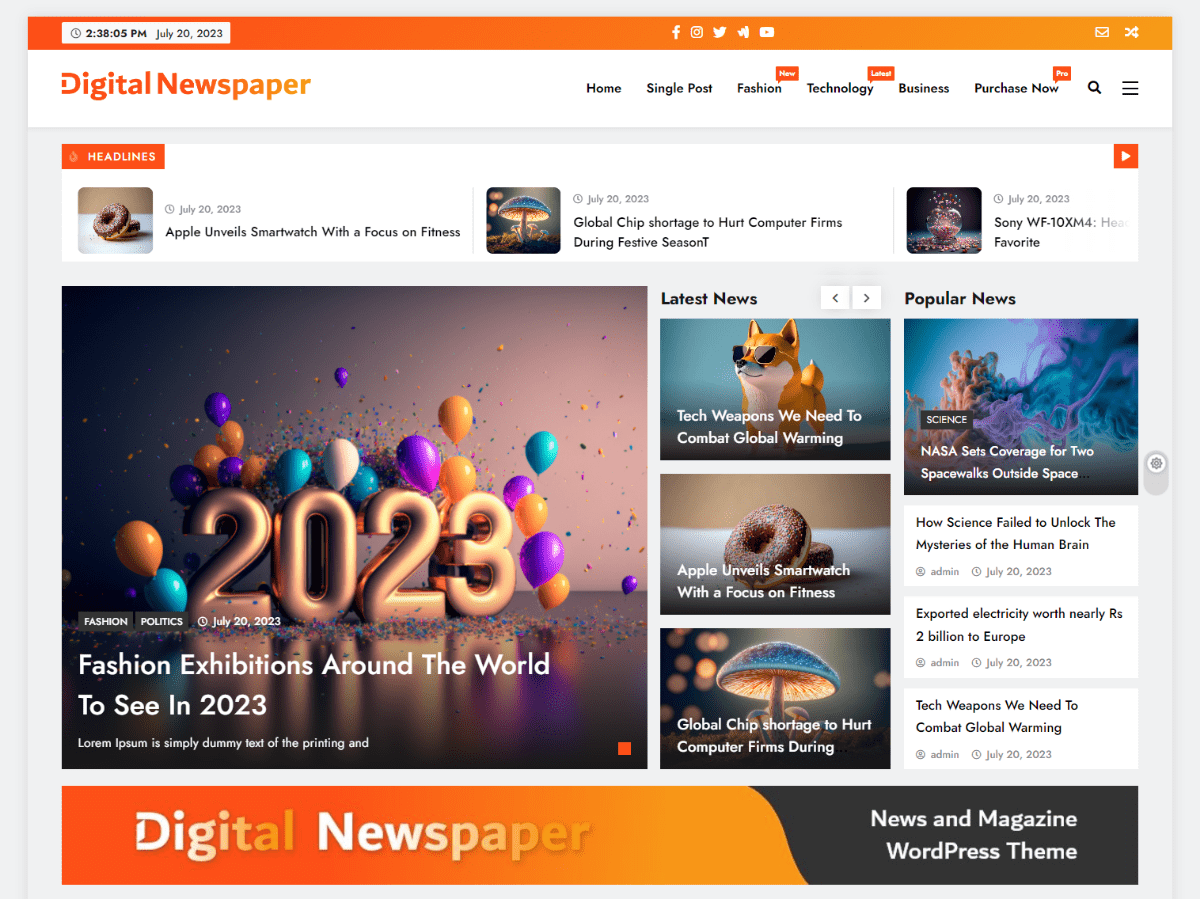 Digital Newspaper website example screenshot