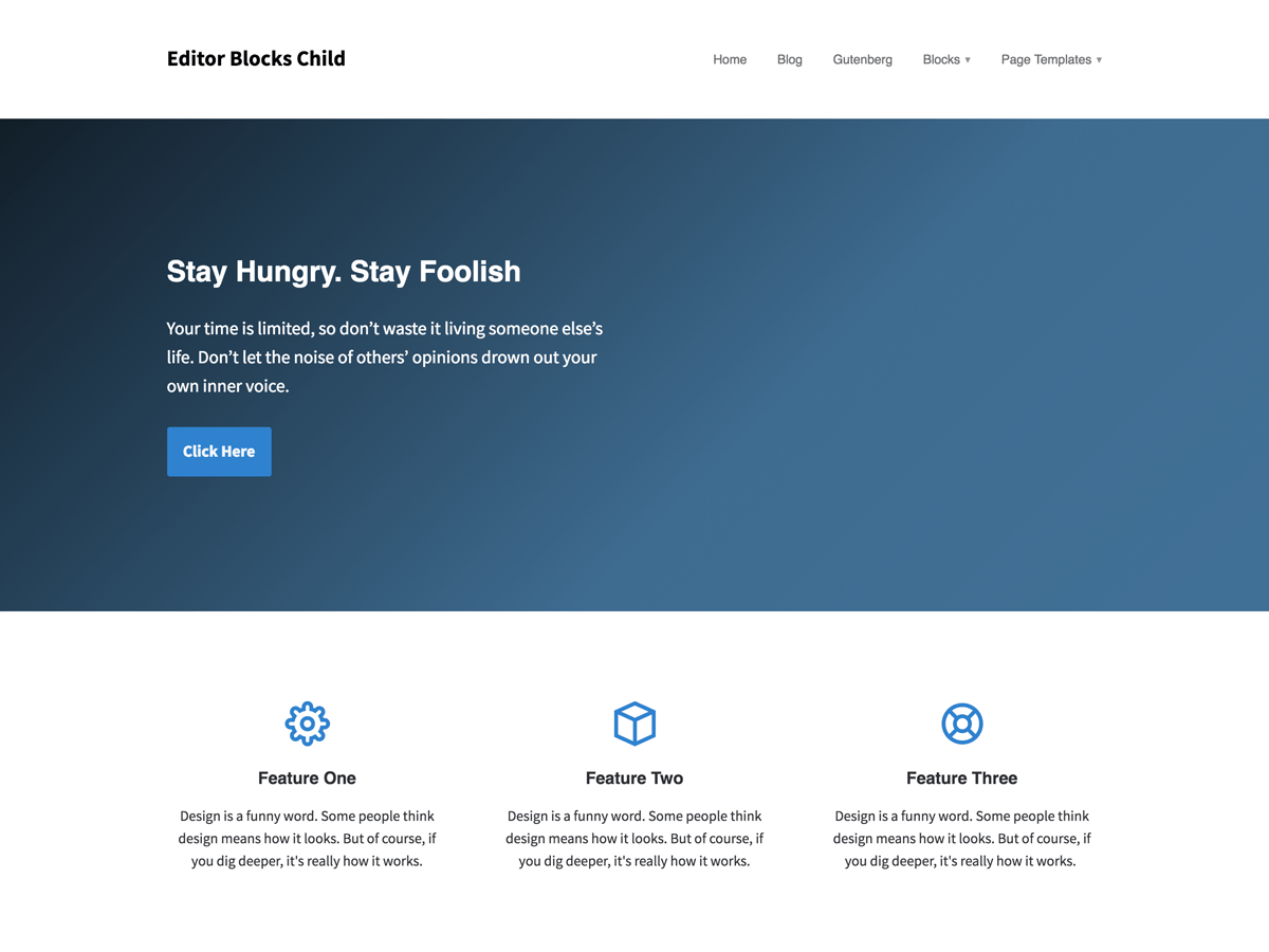 editor-blocks-child theme websites examples