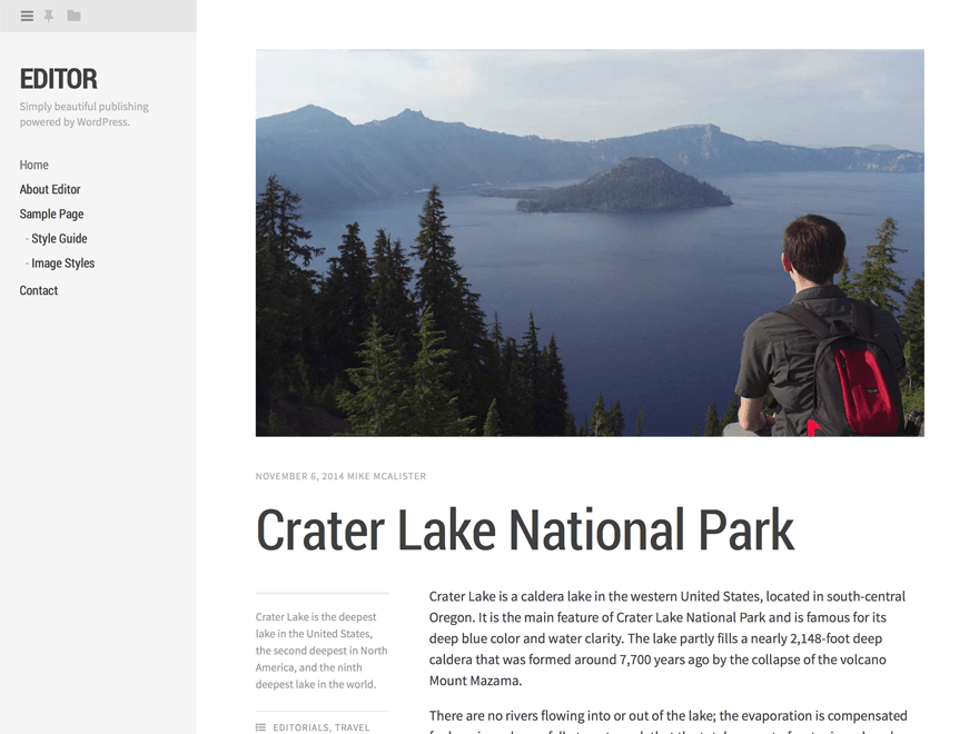 Editor website example screenshot