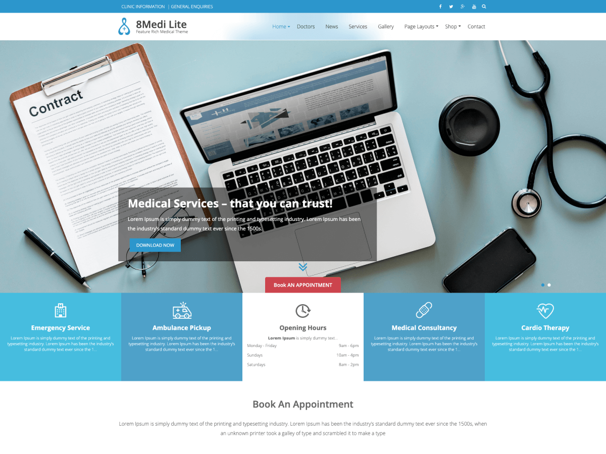 Eightmedi Lite website example screenshot