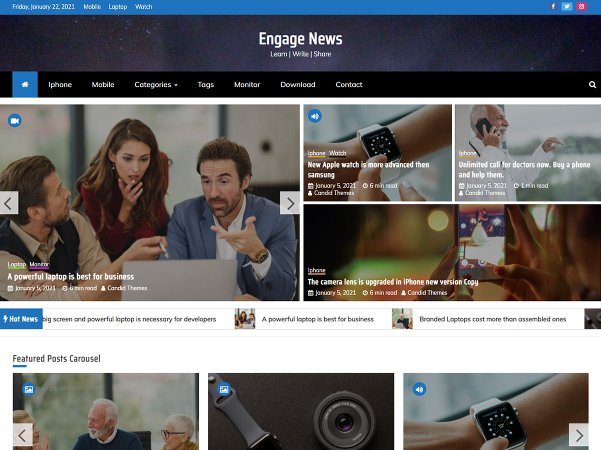 engage-news theme websites examples