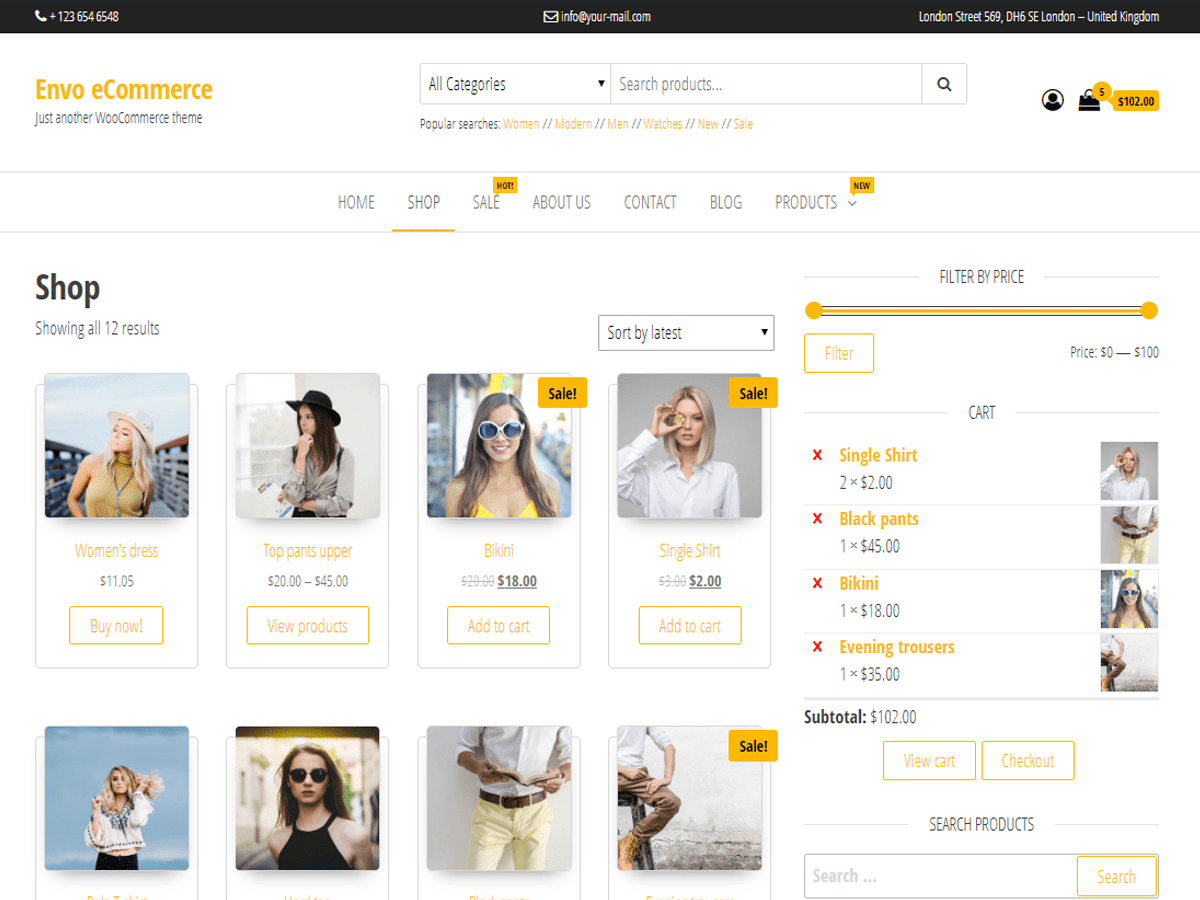 Envo eCommerce website example screenshot