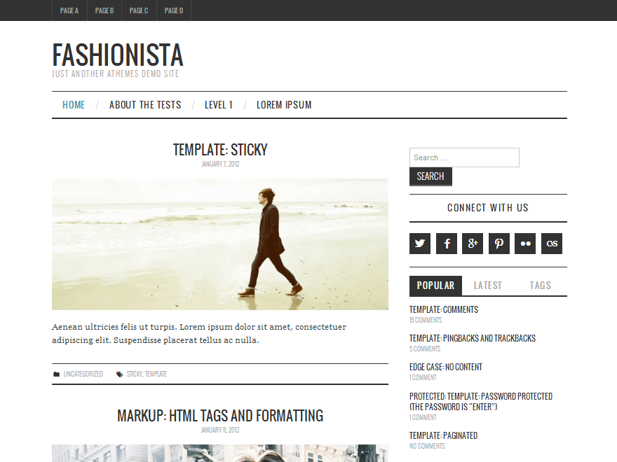 Fashionistas website example screenshot