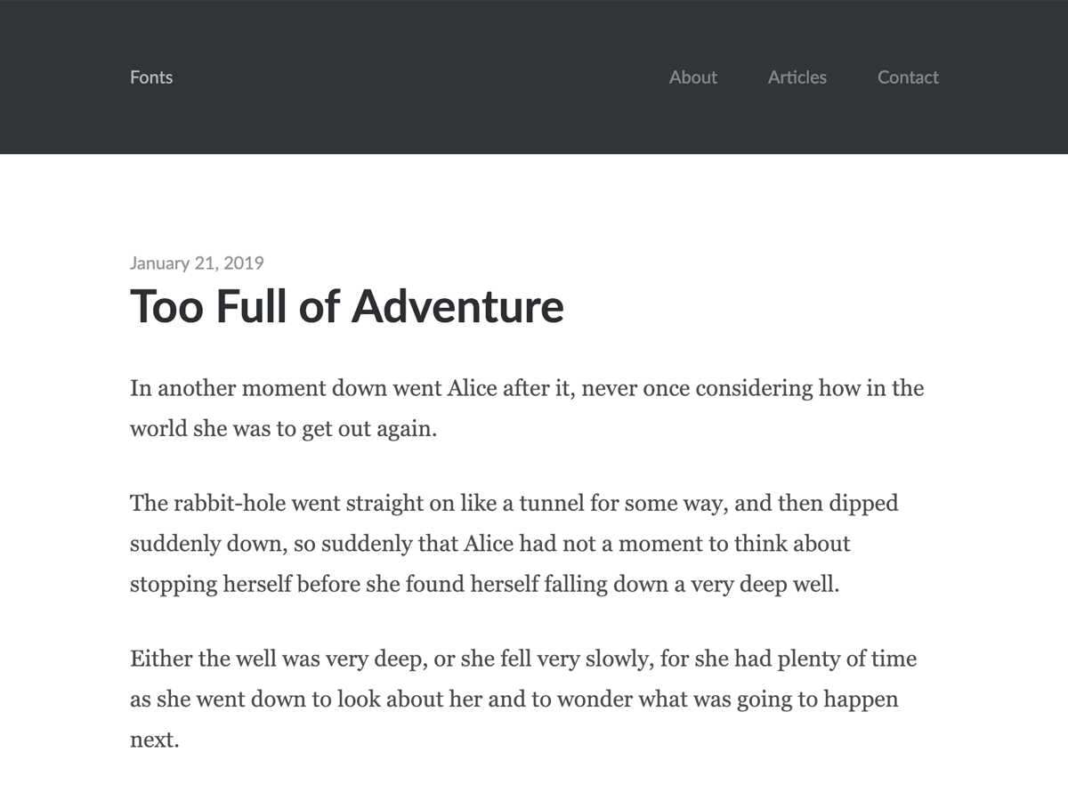 Fonts website example screenshot