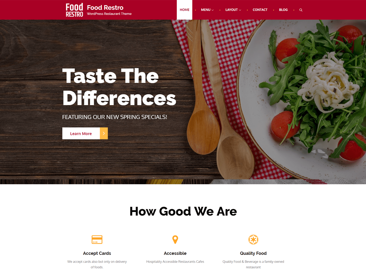 food-restro theme websites examples