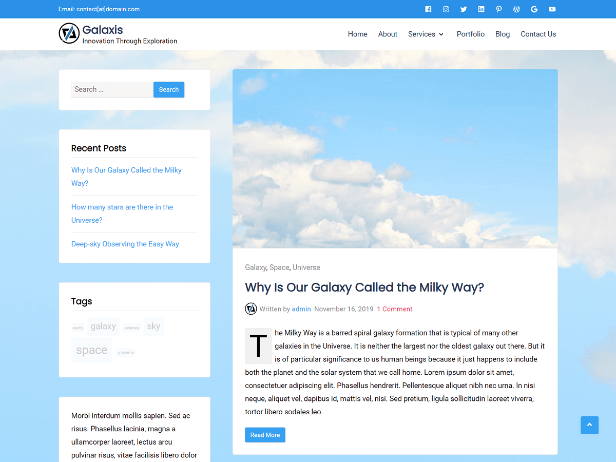 galaxis theme websites examples