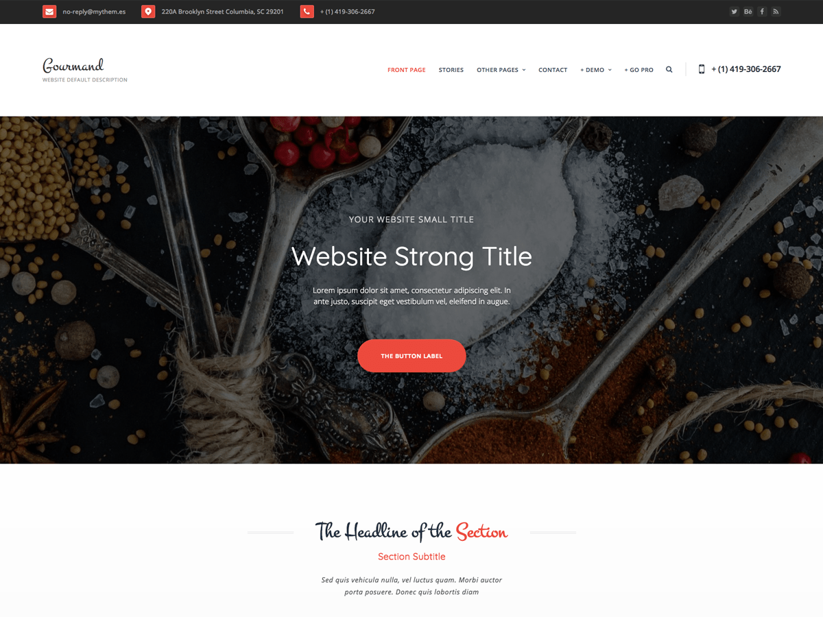 gourmand theme websites examples
