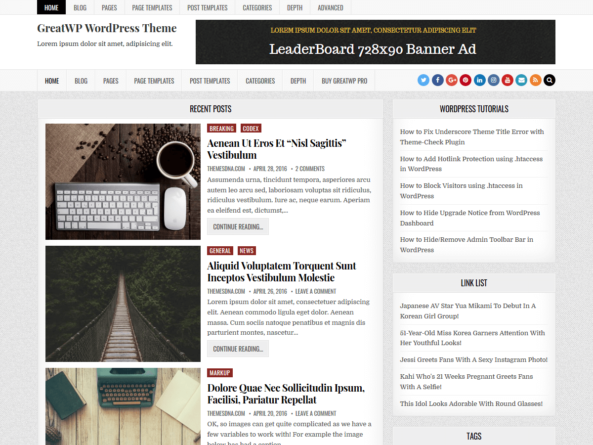 greatwp theme websites examples