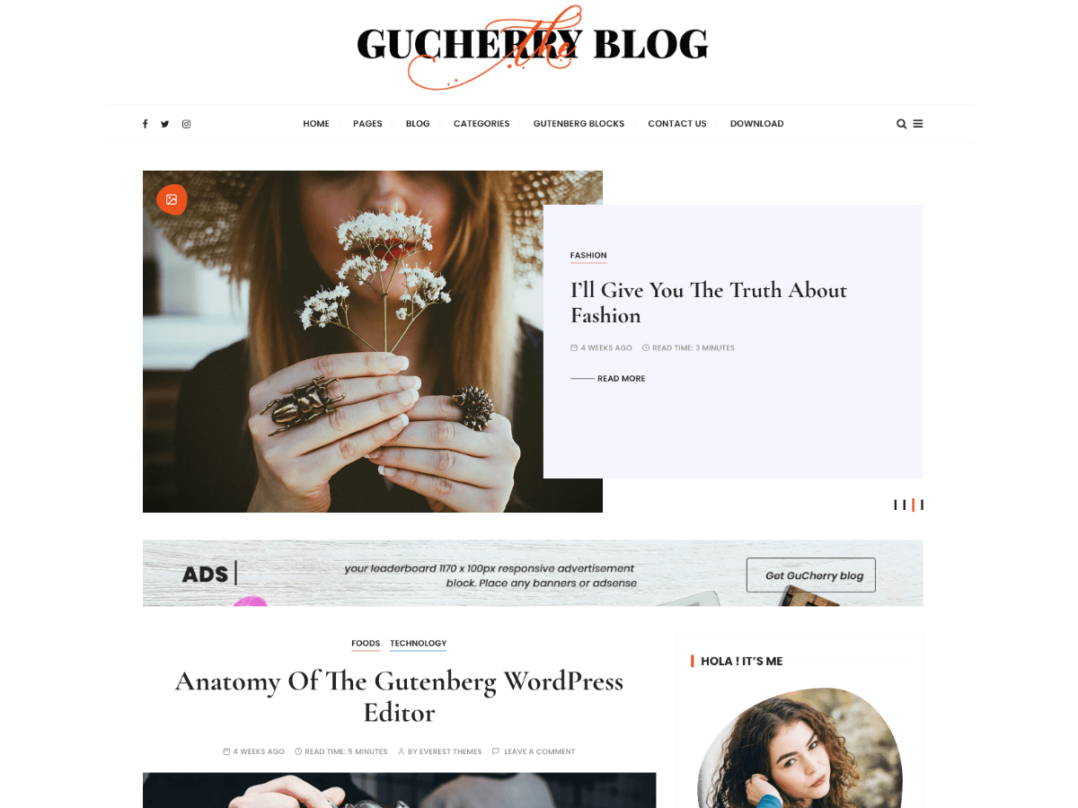 GuCherry Blog website example screenshot