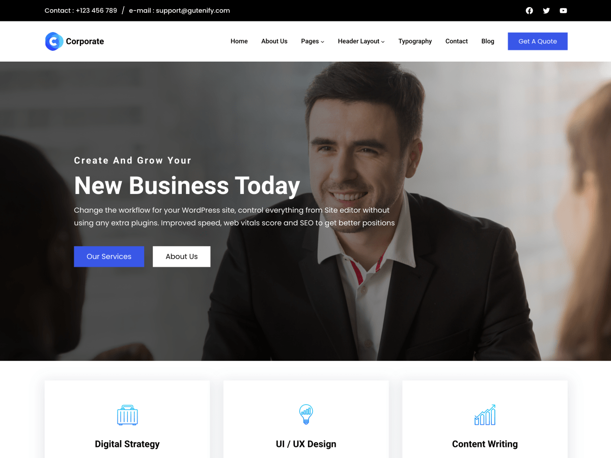 gutenify-corporate theme websites examples