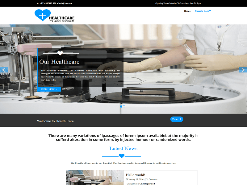 Healthcare theme websites examples