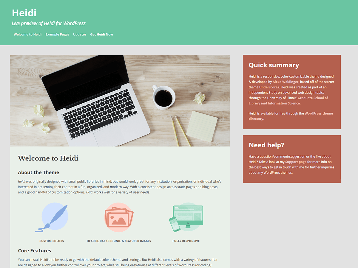 Heidi website example screenshot