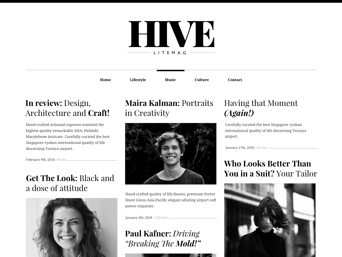 hive-lite theme websites examples