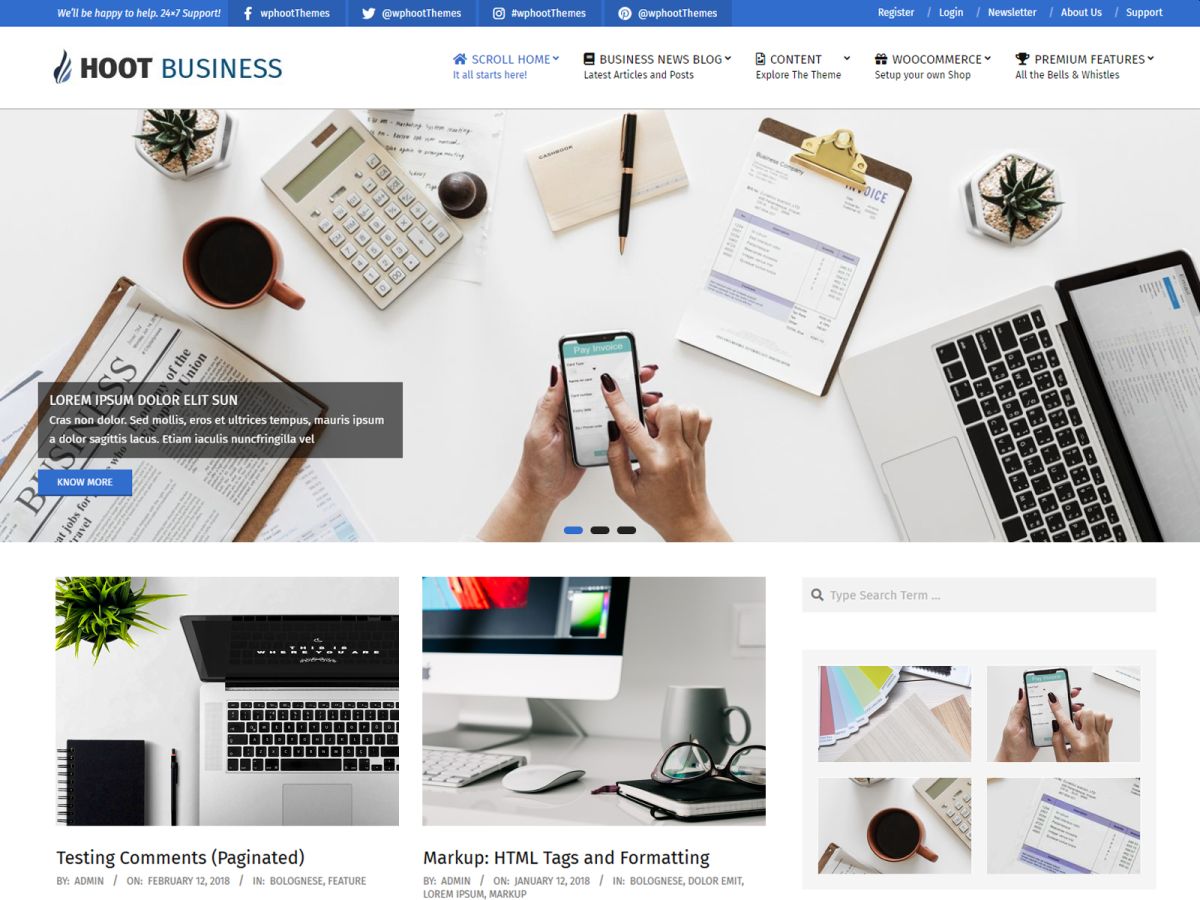 hoot-business theme websites examples