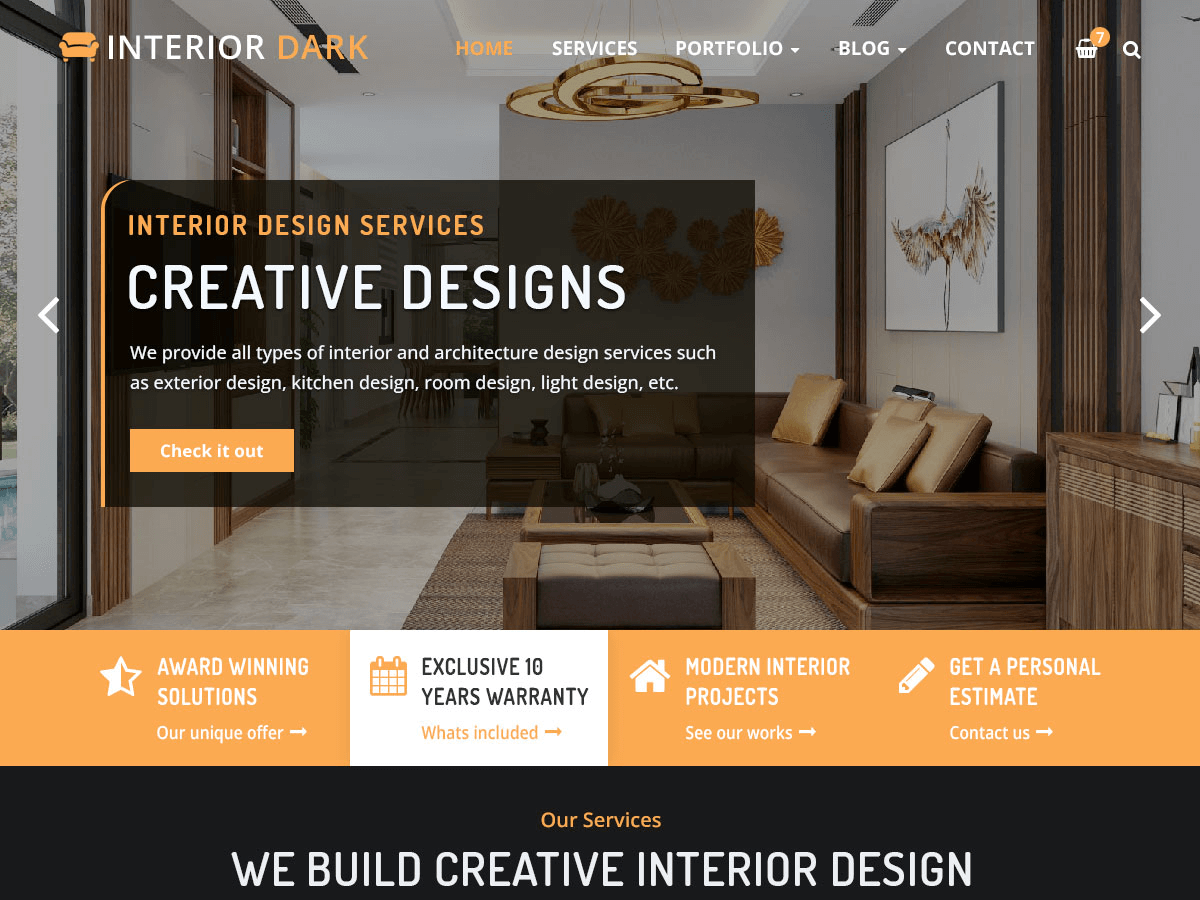 interior-dark theme websites examples