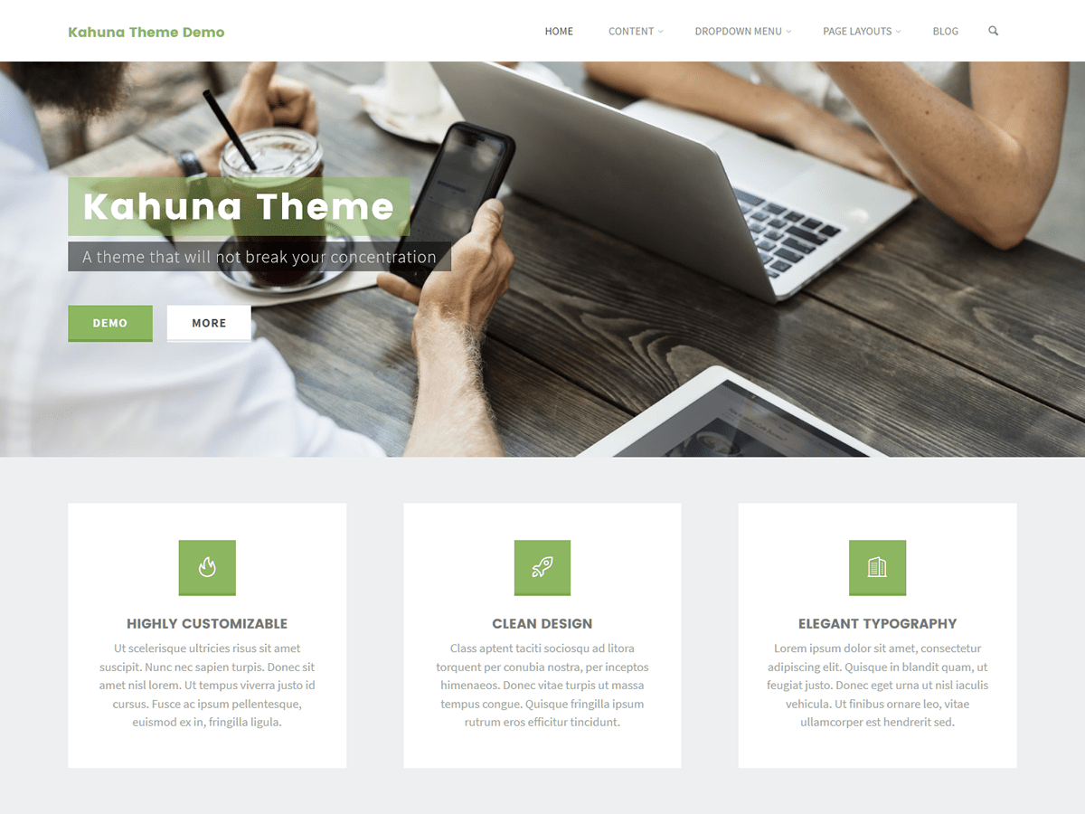 Kahuna website example screenshot