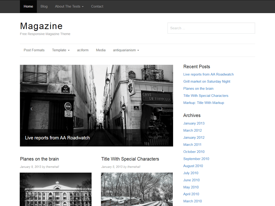 Magazine website example screenshot