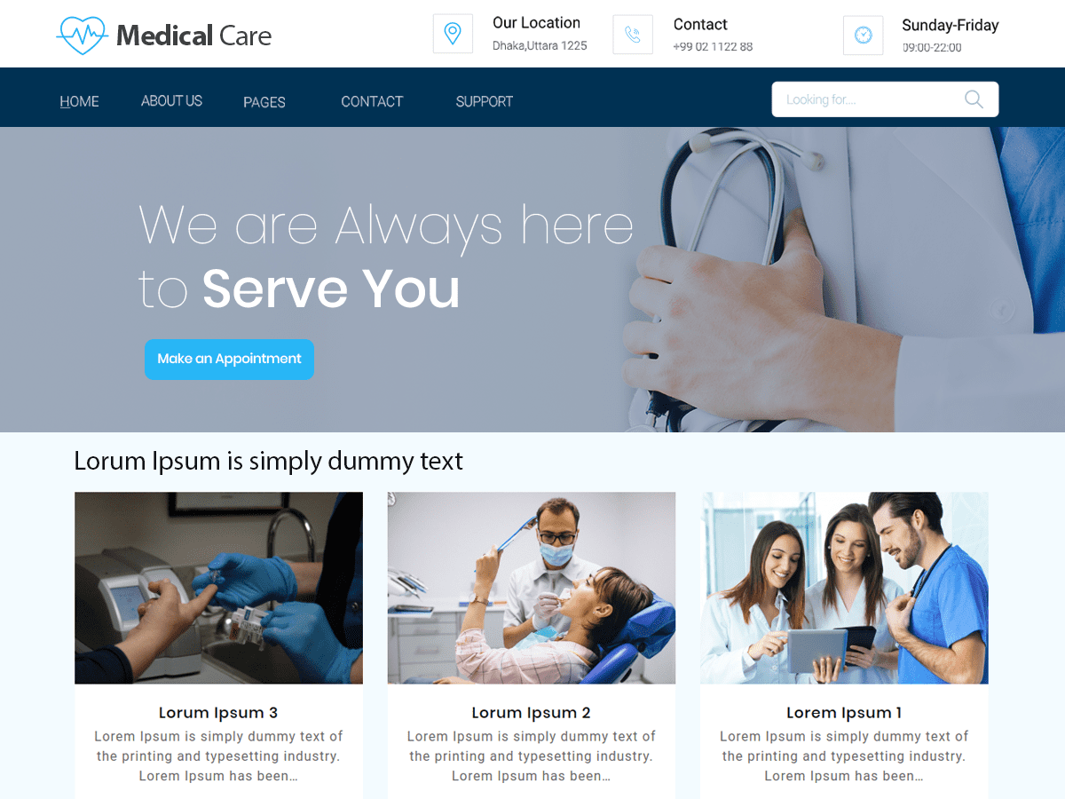 medical-care theme websites examples