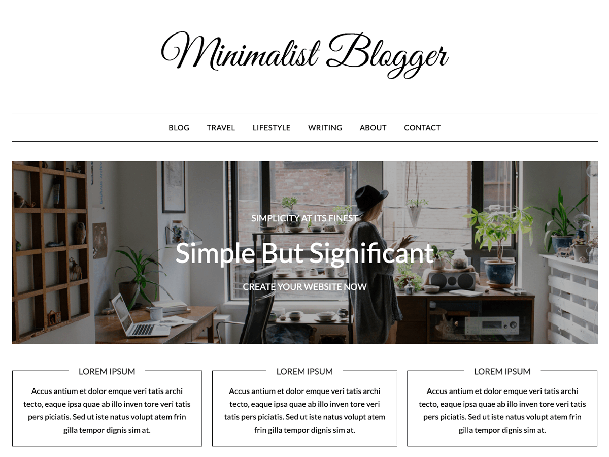 MinimalistBlogger website example screenshot