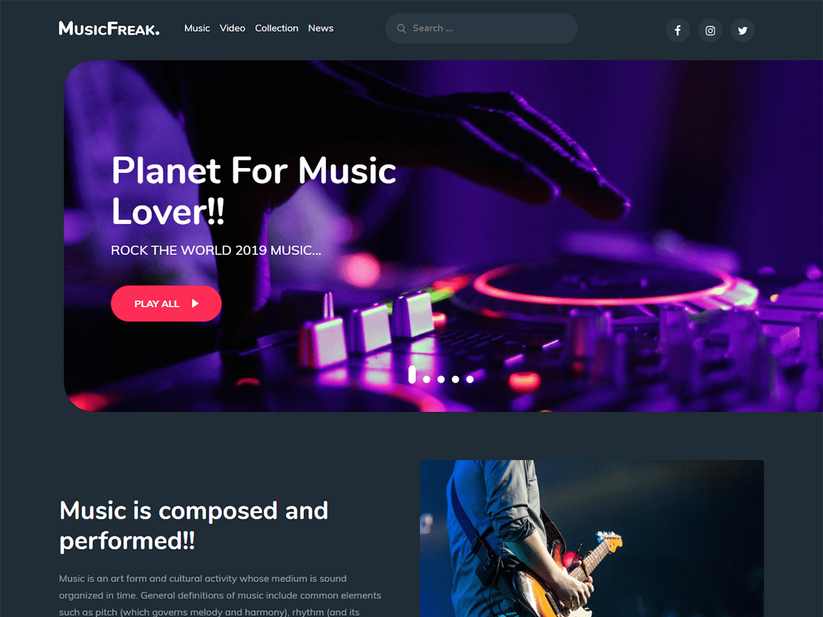 music-freak theme websites examples