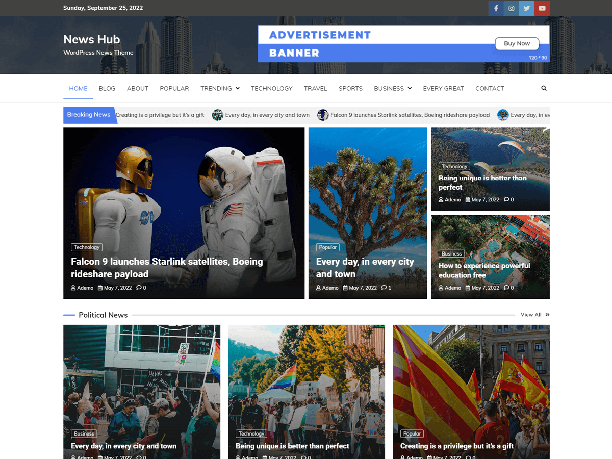 news-hub theme websites examples