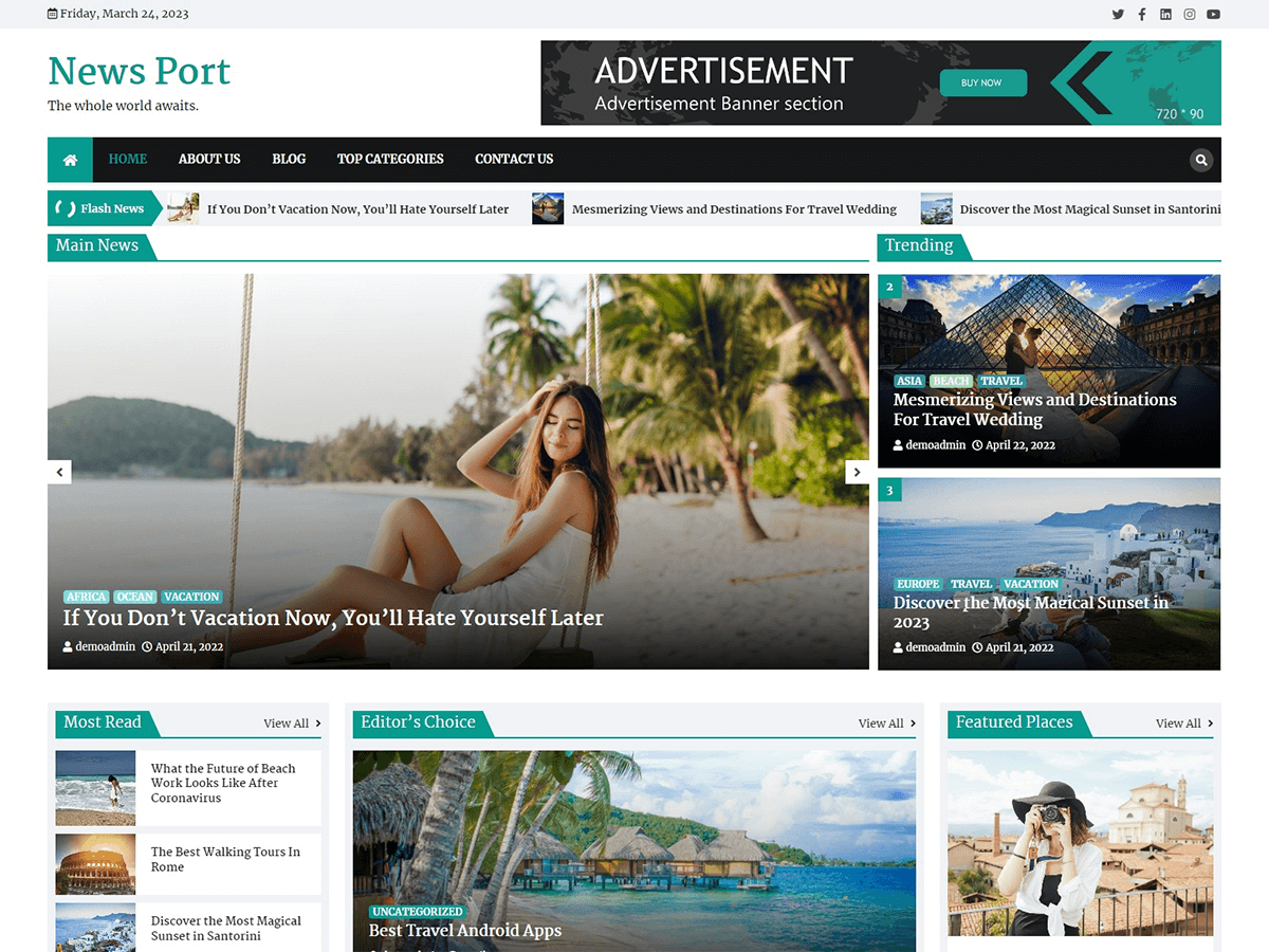 news-port theme websites examples