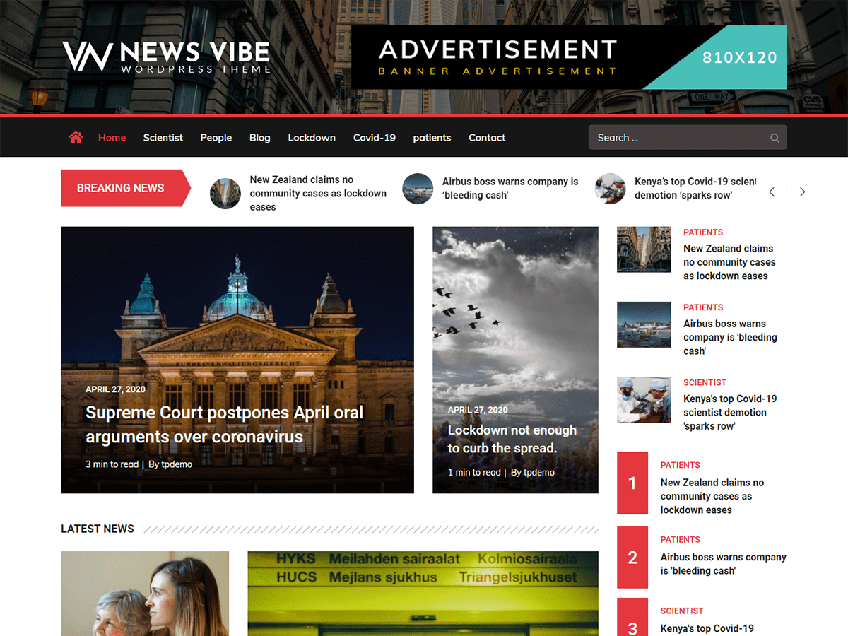 news-vibe theme websites examples