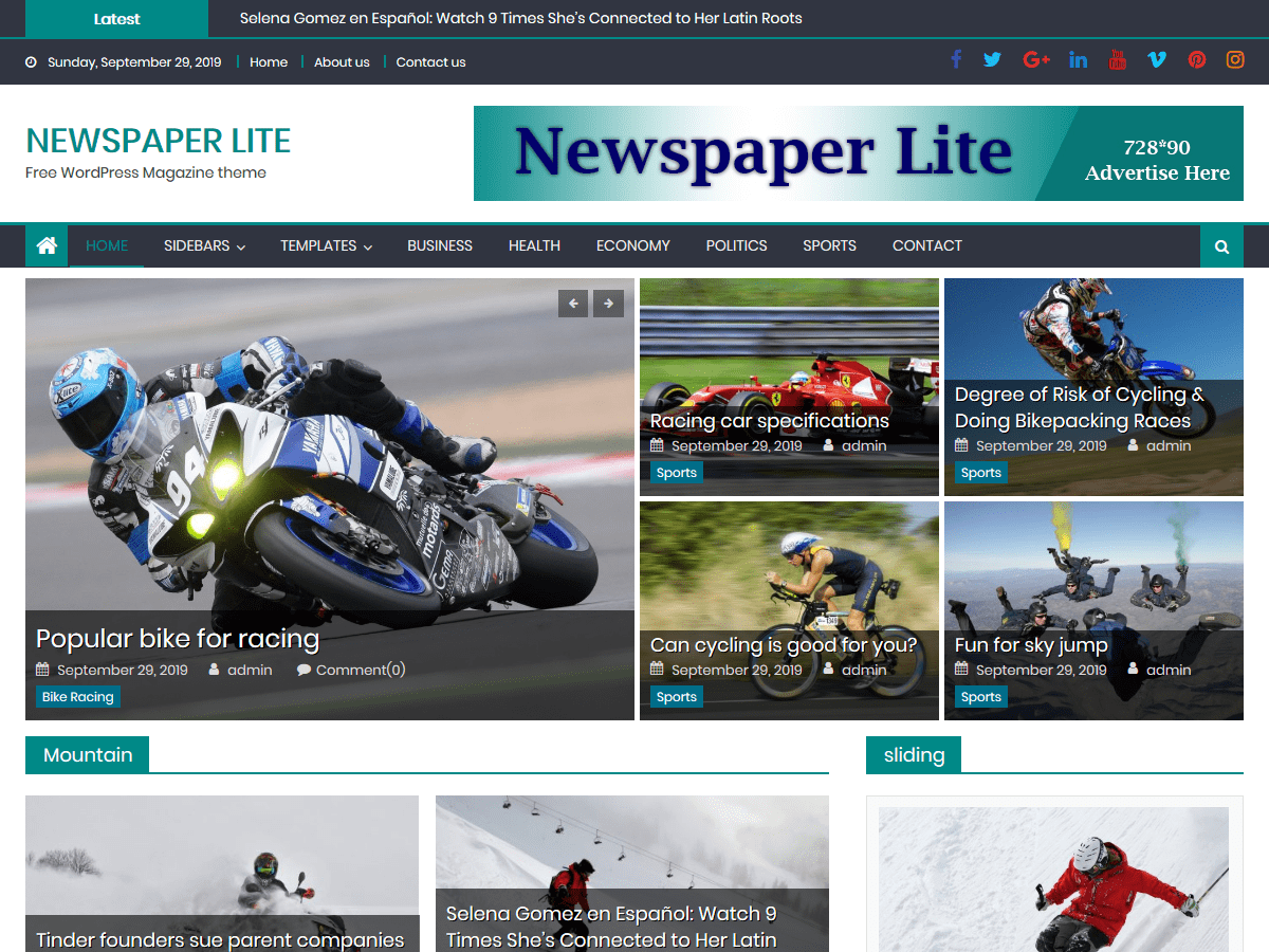 Newspaper Lite website example screenshot