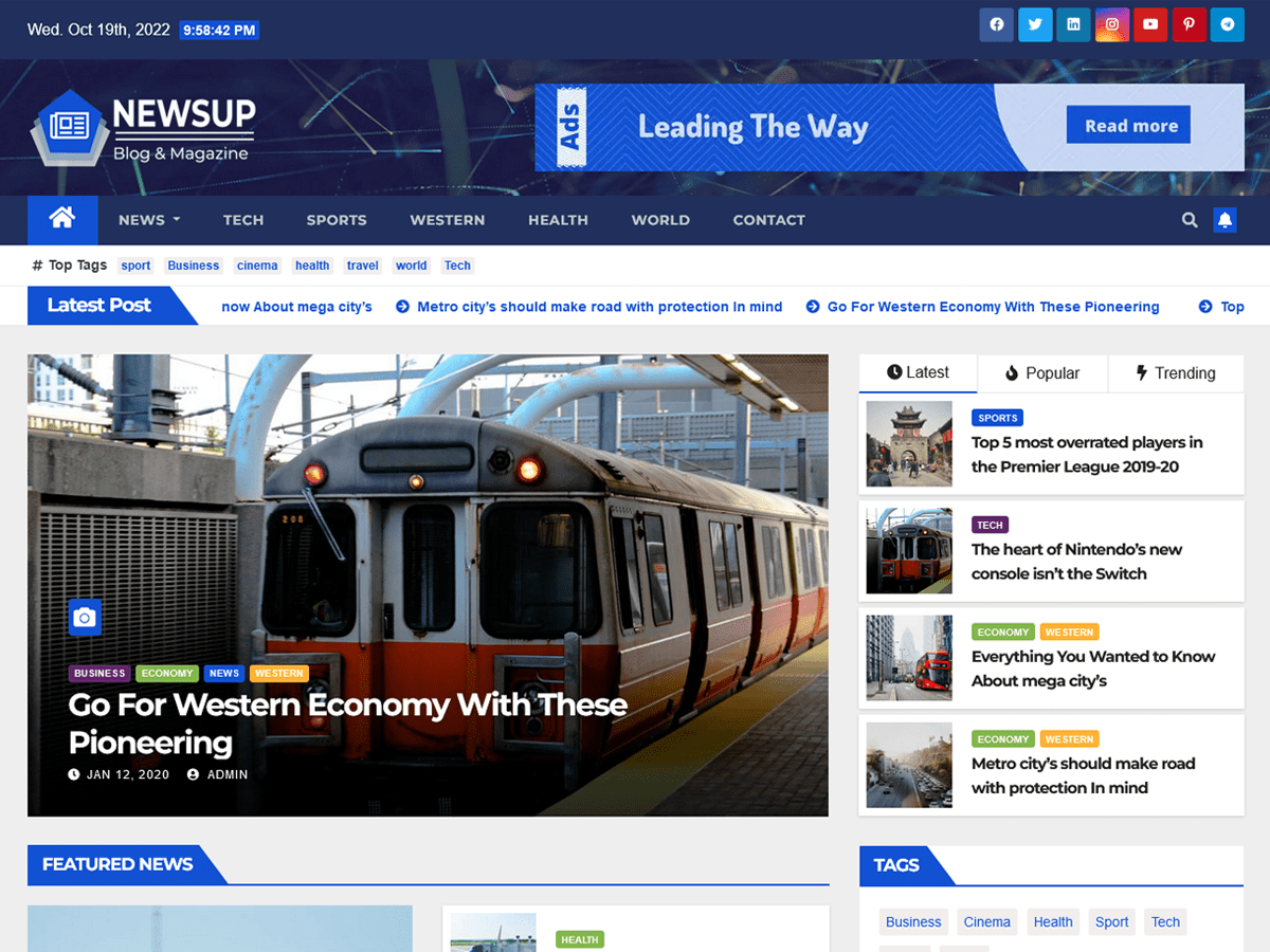 Newsup WordPress theme, websites list used Newsup theme Newsup theme websites examples