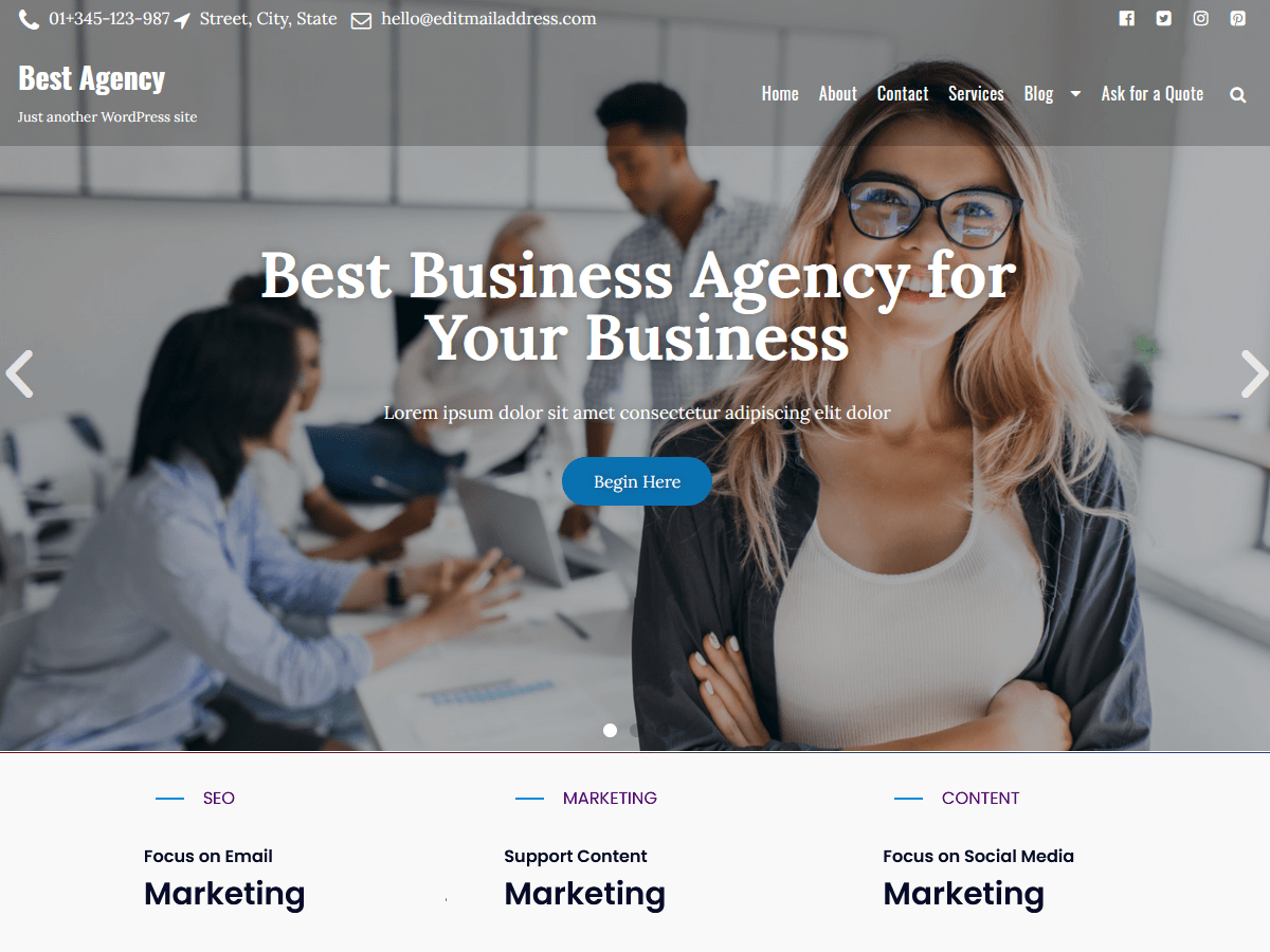 one-page-business theme websites examples